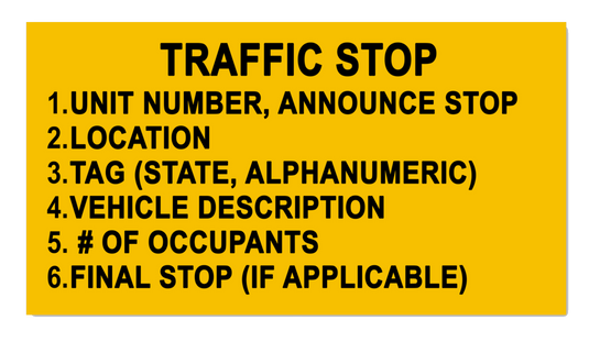 FTO Traffic Stop Reference Sticker