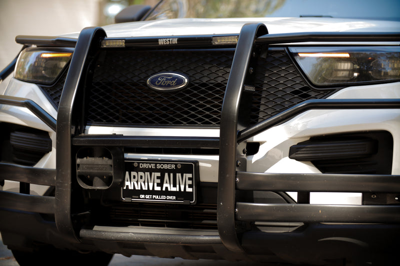 Load image into Gallery viewer, "ARRIVE ALIVE" Embossed License Plate
